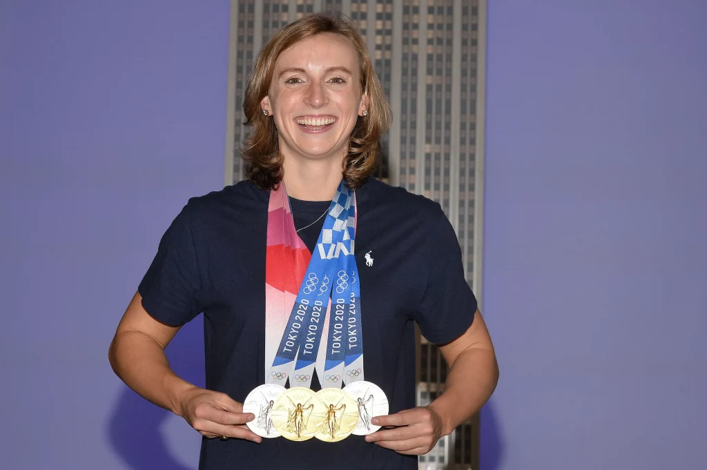Katie Ledecky, con sus medallas en los JJOO Tokio 2020