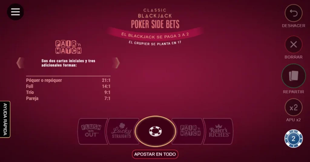 Classic Blackjack Poker Side Bets
